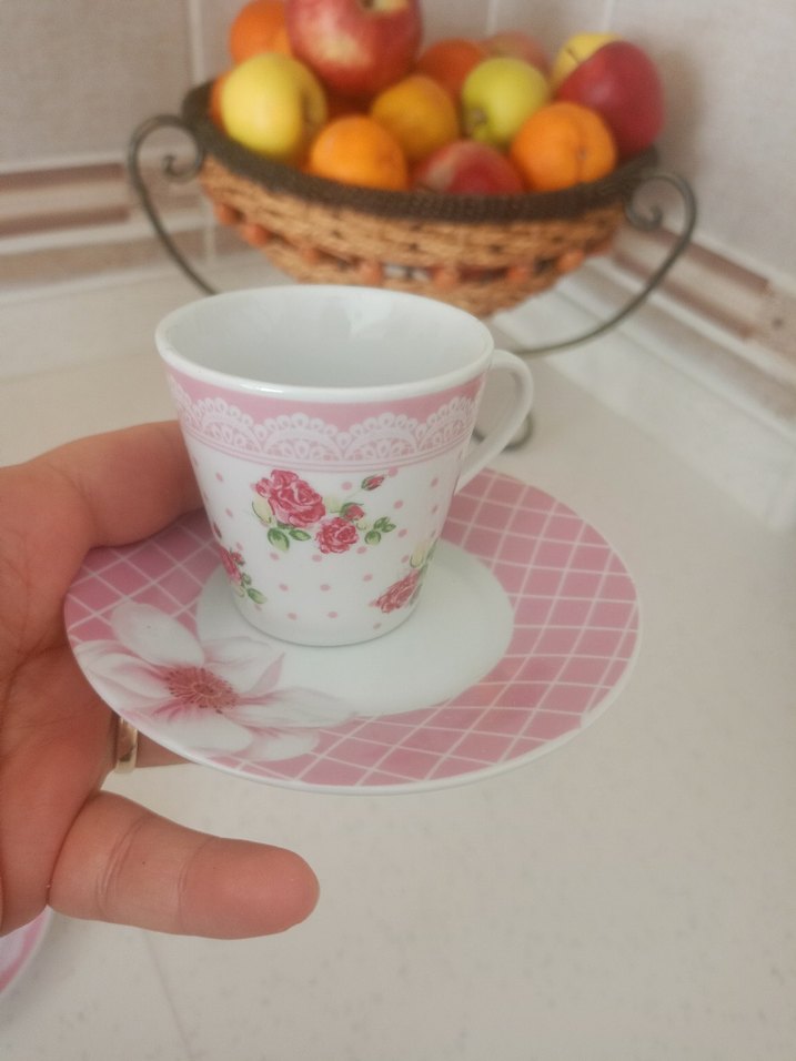 Pembe Desenli 4'lü Çay Fincanı Seti - Görsel 5
