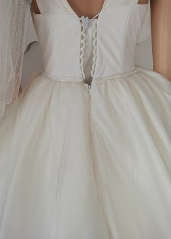 Modern Klasik Straplez Beyaz A Kesim Gelinlik - Görsel 6
