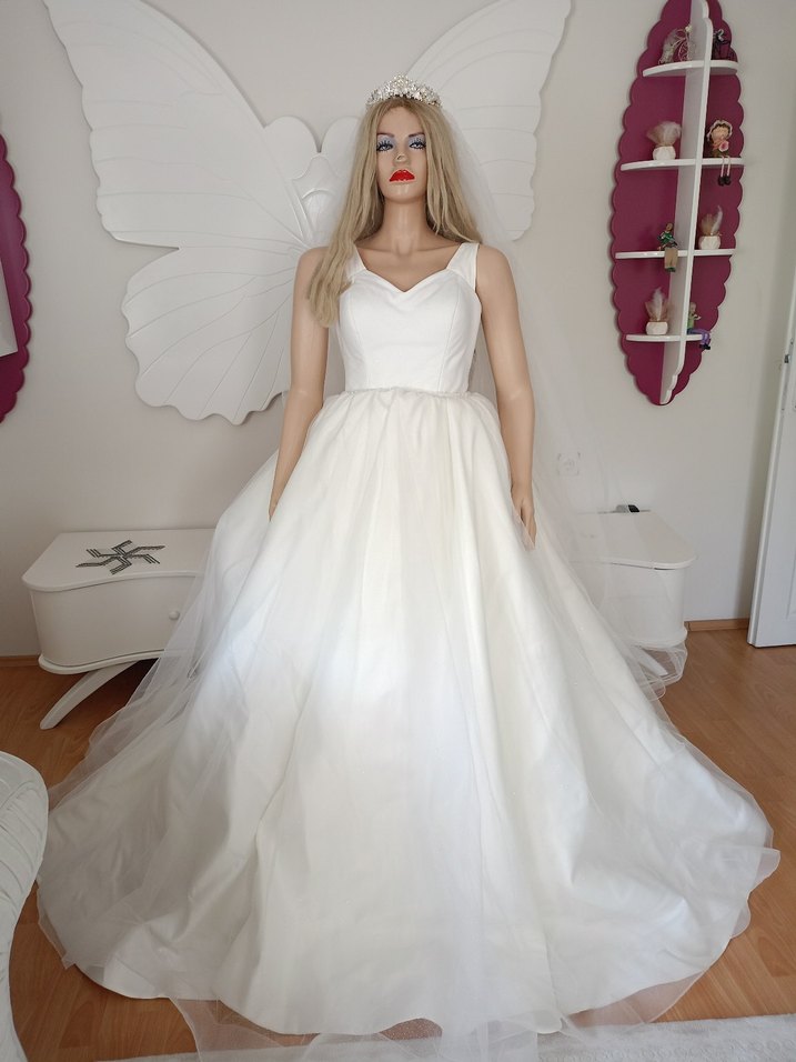 Modern Klasik Straplez Beyaz A Kesim Gelinlik - Görsel 2