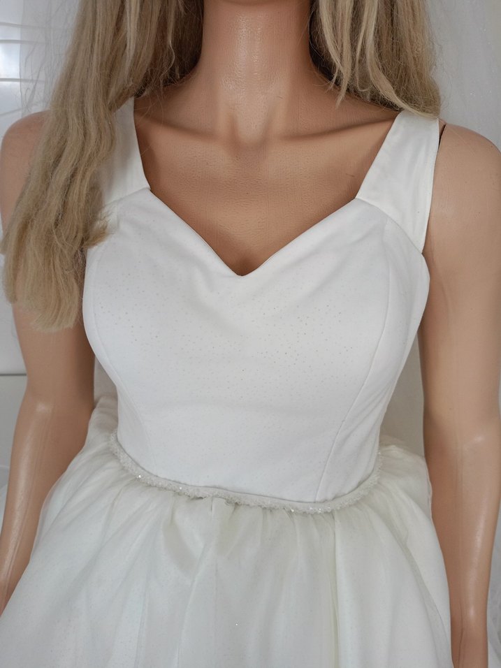 Modern Klasik Straplez Beyaz A Kesim Gelinlik - Görsel 3