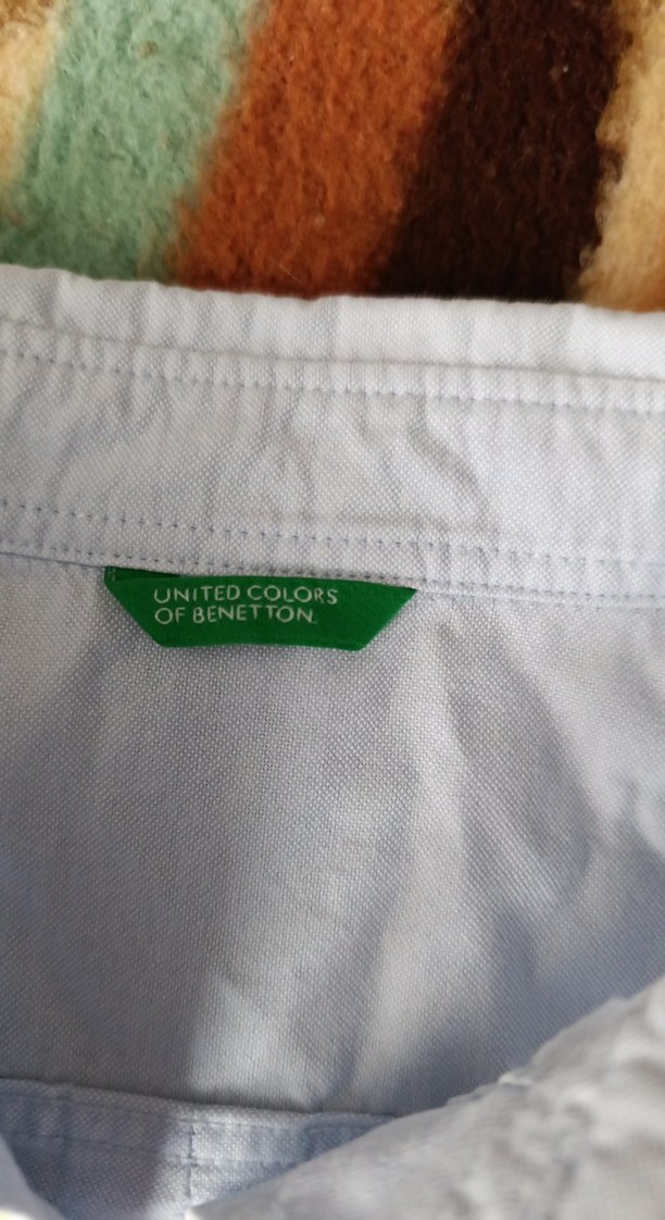 Benetton Mavi coton erkek çocuk gömlek - Görsel 5