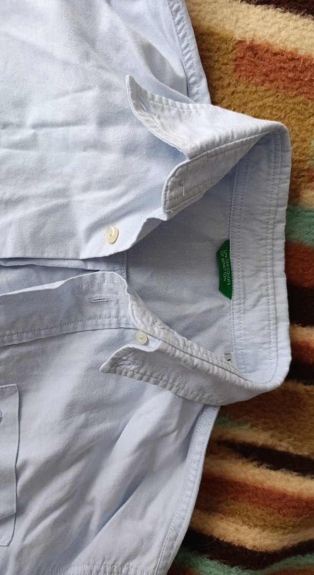 Benetton Mavi coton erkek çocuk gömlek - Görsel 4