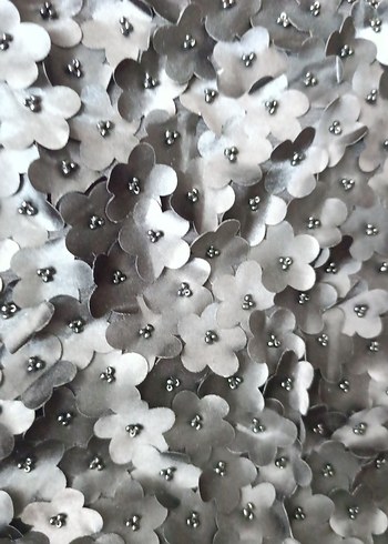 Siyah hareketli çiçekli Midi Kadın Abiye Elbise - Görsel 7