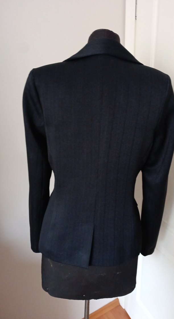 Siyah Denim Kadın Ceket, Düğmeli, Klasik Kesim özel dikim - Görsel 5