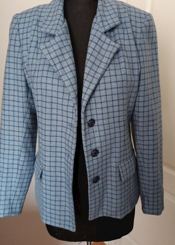 Düğmeli mavi kareli Kadın Blazer Ceket / özel dikim