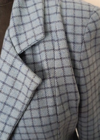 38 Beden Düğmeli mavi kareli Kadın Blazer Ceket / özel dikim