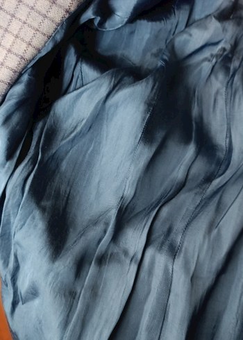 Düğmeli mavi kareli Kadın Blazer Ceket / özel dikim - Görsel 7