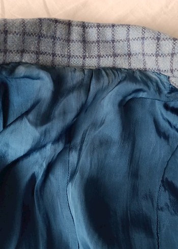 Düğmeli mavi kareli Kadın Blazer Ceket / özel dikim - Görsel 6