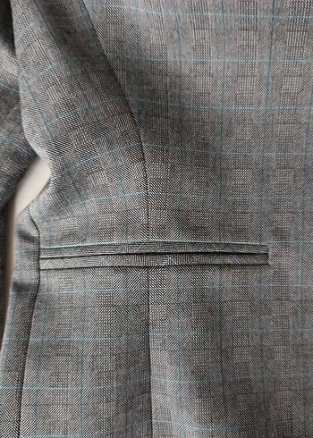 Gri Kadın Ofis Blazeri Düğmeli takım - Görsel 7