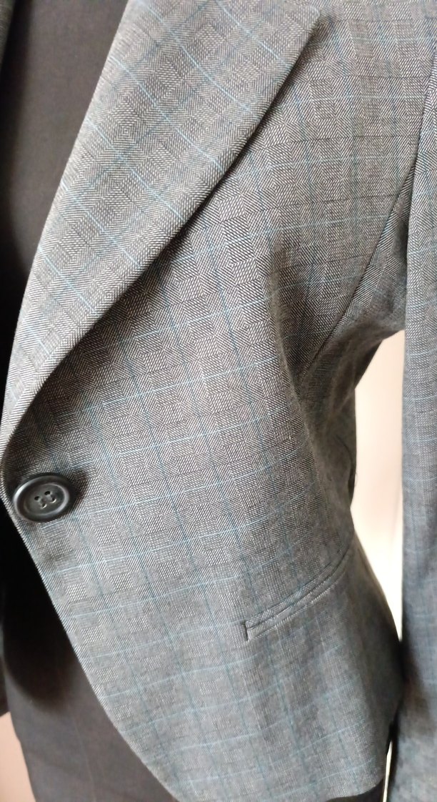 Gri Kadın Ofis Blazeri Düğmeli takım - Görsel 2