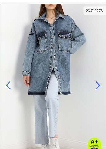 Düğmeli Midi Mavi Denim Ceket tesettür kot ceket
#yeniyılhediyes - Görsel 6