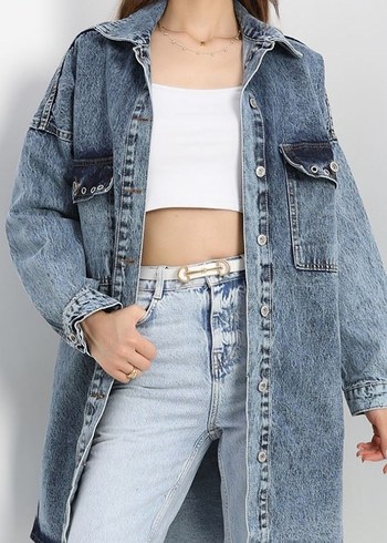Düğmeli Midi Mavi Denim Ceket tesettür kot ceket
#yeniyılhediyes - Görsel 2