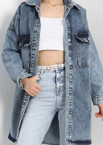 Düğmeli Midi Mavi Denim Ceket tesettür kot ceket
#yeniyılhediyes - Görsel 3