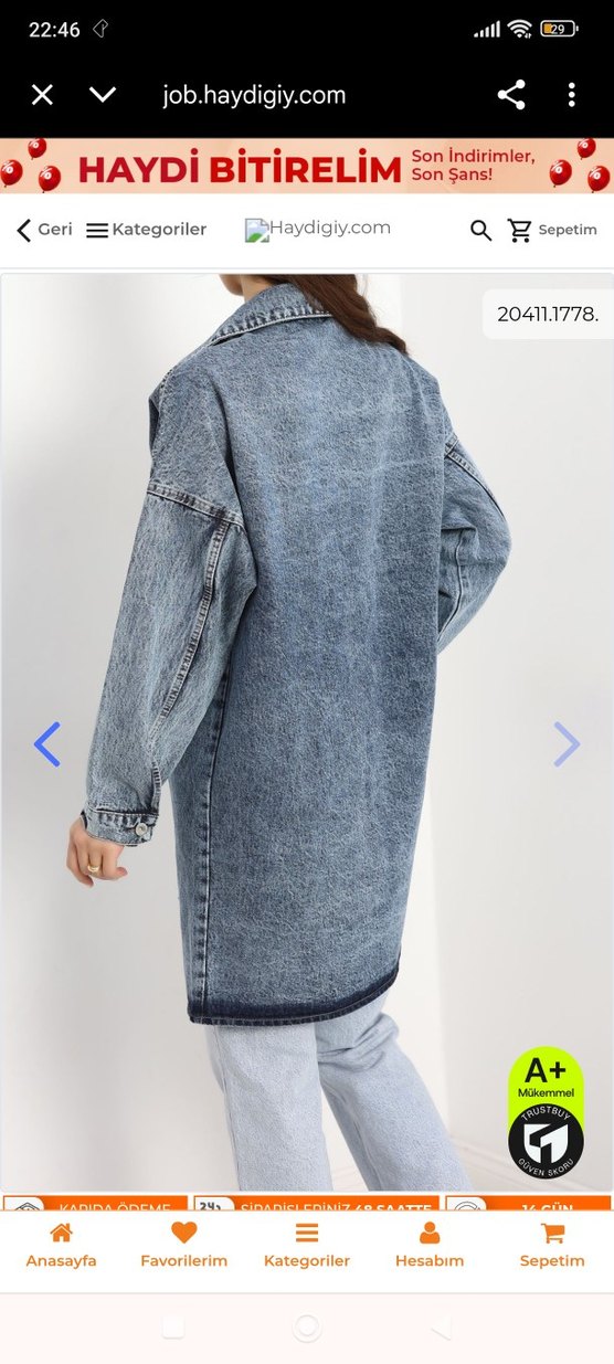 Düğmeli Midi Mavi Denim Ceket tesettür kot ceket
#yeniyılhediyes - Görsel 4