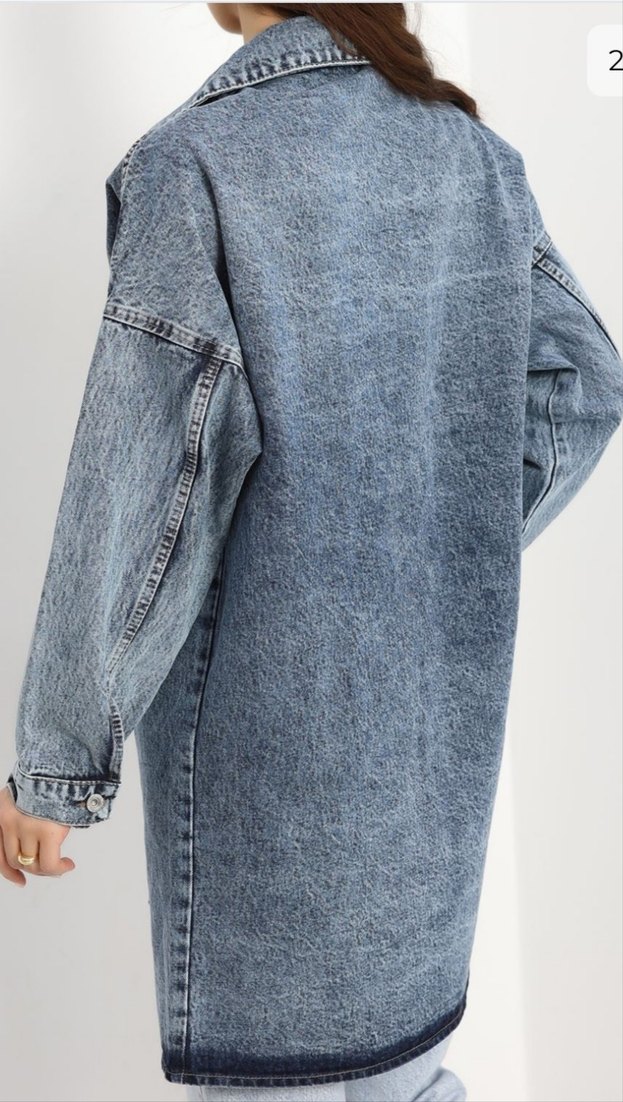 Düğmeli Midi Mavi Denim Ceket tesettür kot ceket
#yeniyılhediyes - Görsel 5