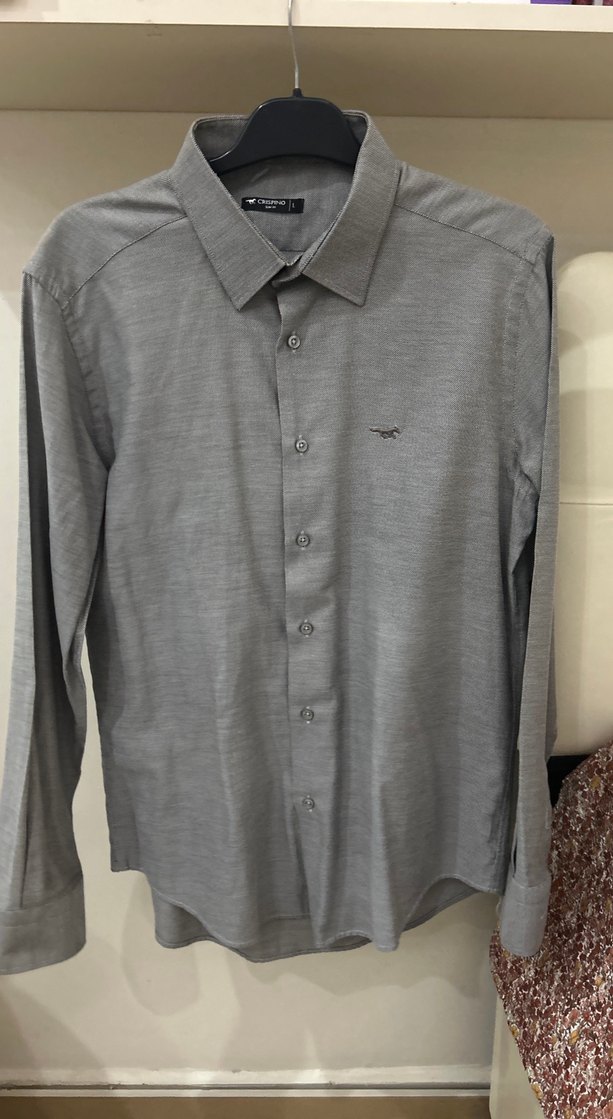 Gri Uzun Kollu Erkek Gömlek - Görsel 2