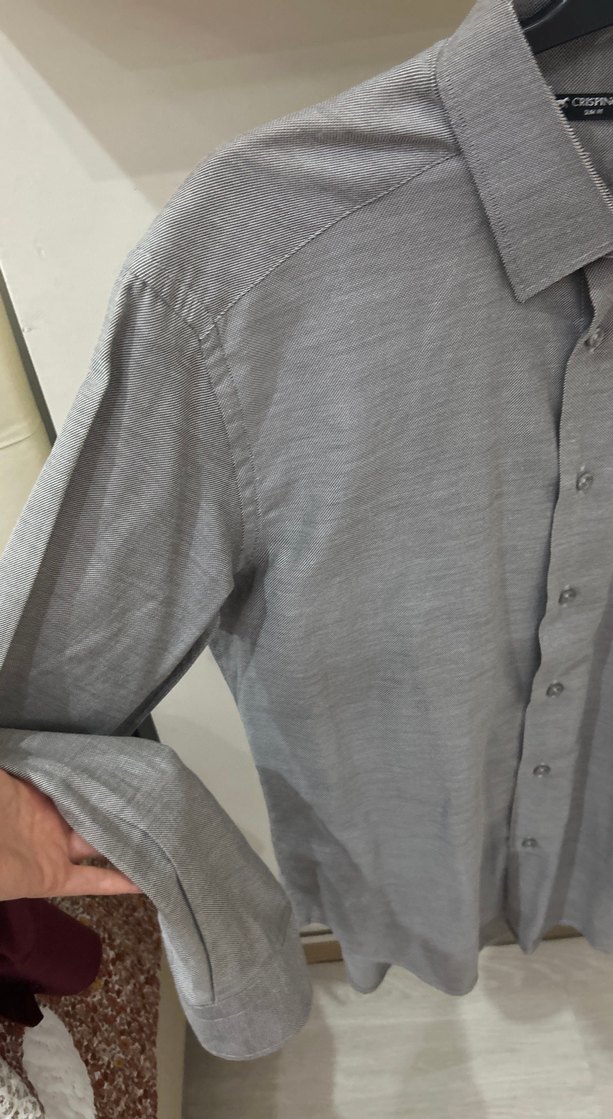 Gri Uzun Kollu Erkek Gömlek - Görsel 3