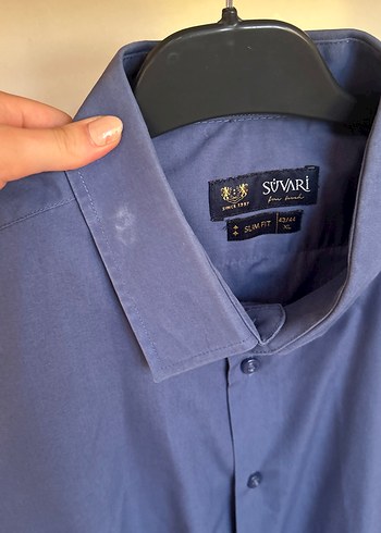 Düğmeli Mavi Erkek Gömlek - Görsel 3