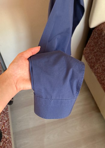 Düğmeli Mavi Erkek Gömlek - Görsel 4