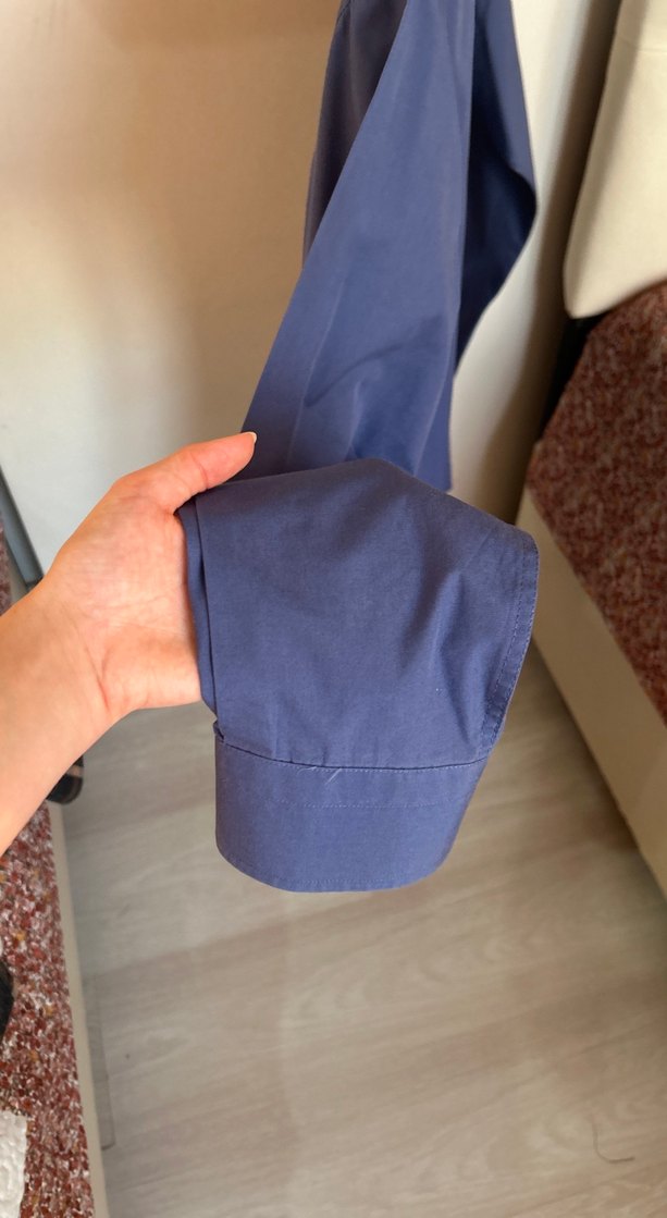 Düğmeli Mavi Erkek Gömlek - Görsel 4