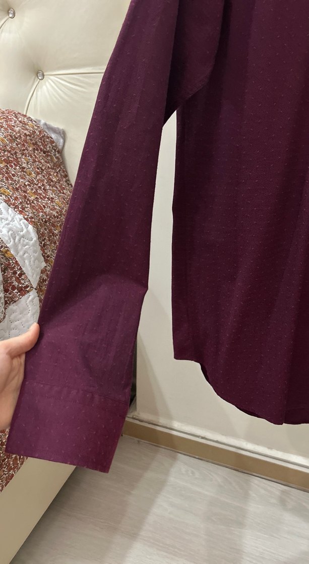 Mürdüm Uzun Kollu Düğmeli Erkek Gömlek - Görsel 3