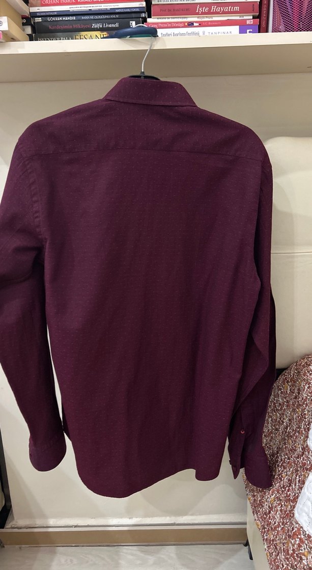 Mürdüm Uzun Kollu Düğmeli Erkek Gömlek - Görsel 4