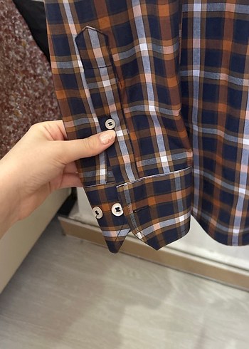 Erkek Kahverengi Kareli Uzun Kollu Gömlek - Görsel 4