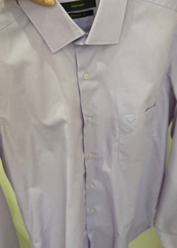 Mor Düğmeli Uzun Kollu Erkek Gömlek - Görsel 6