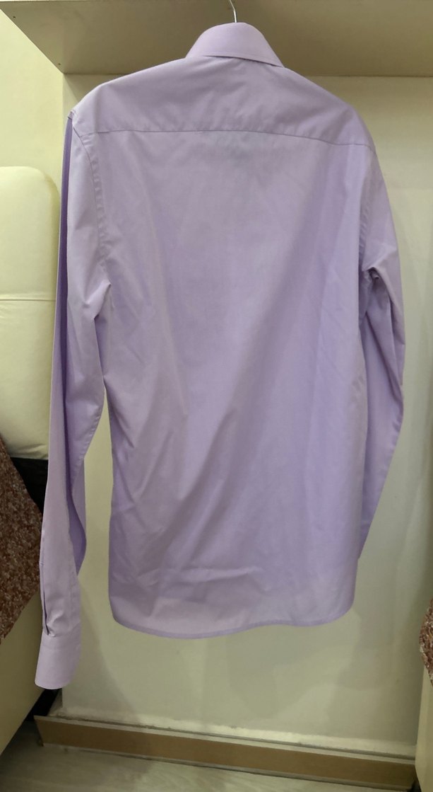 Mor Düğmeli Uzun Kollu Erkek Gömlek - Görsel 5