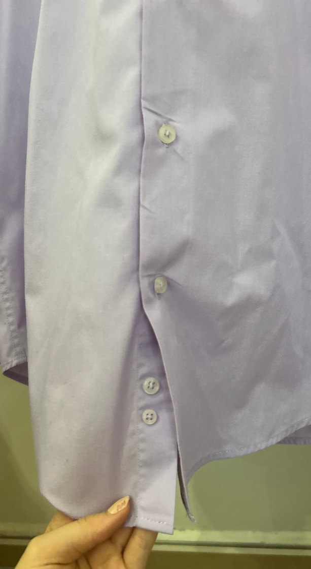 Mor Düğmeli Uzun Kollu Erkek Gömlek - Görsel 2