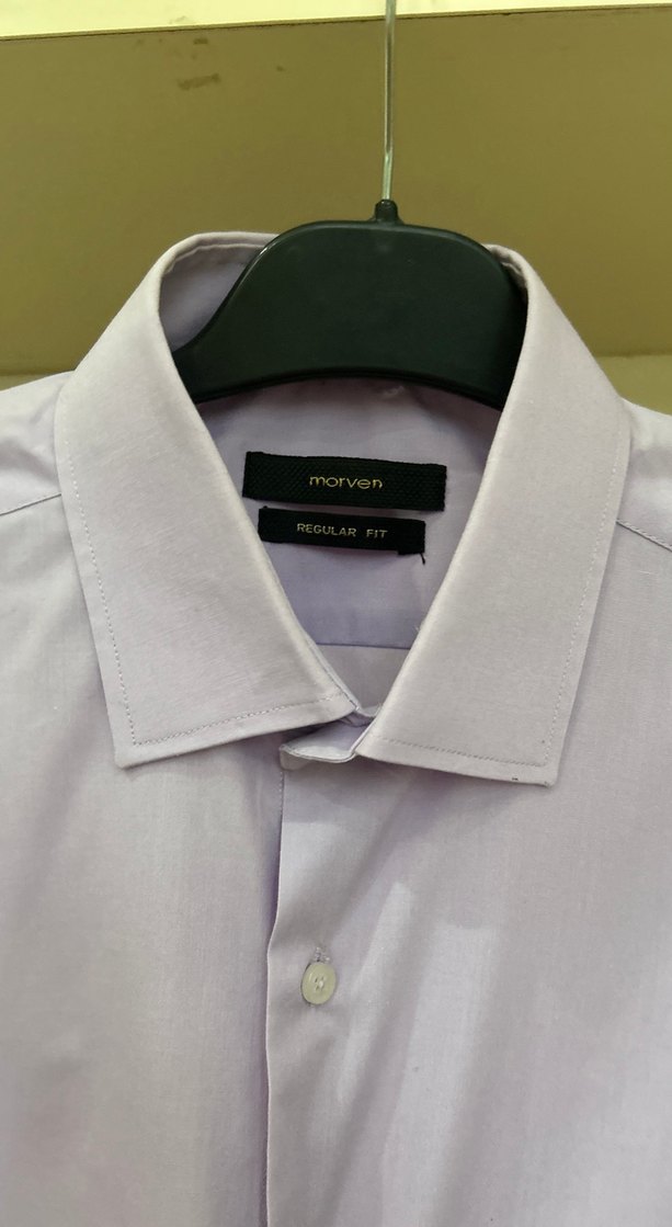 Mor Düğmeli Uzun Kollu Erkek Gömlek - Görsel 4