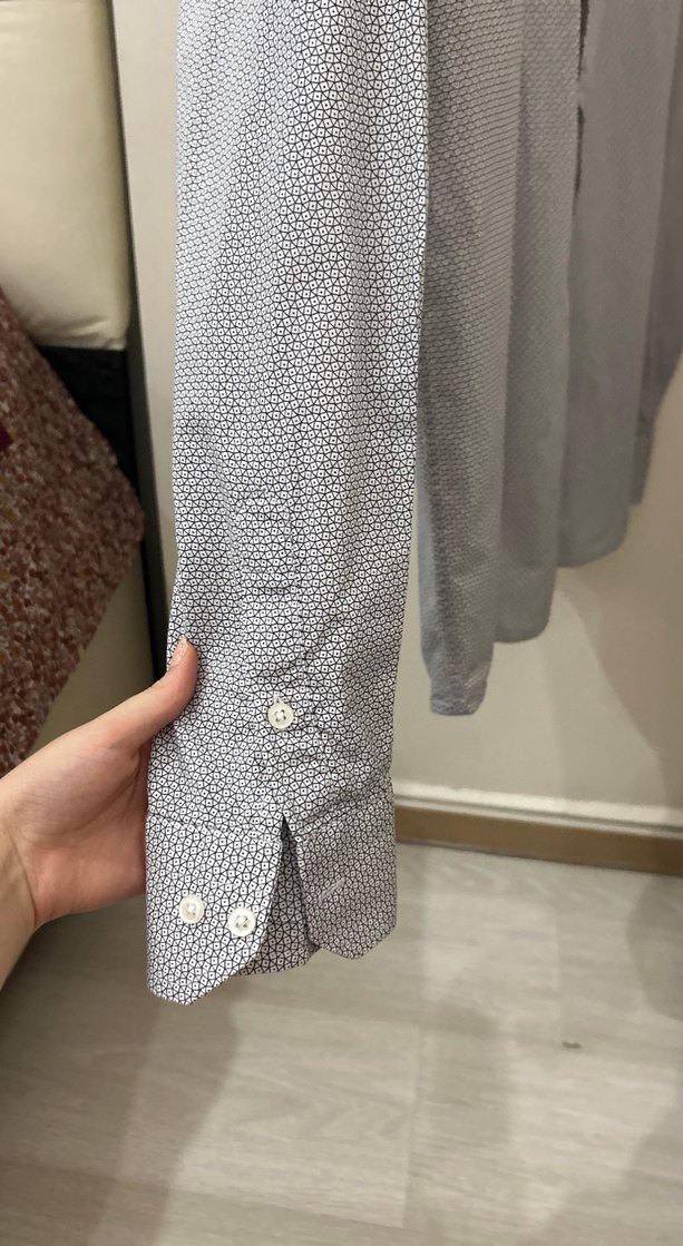 Gri Düğmeli Erkek Uzun Kollu Gömlek - Görsel 4