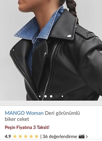Mango Deri Görünümlü Biker Ceket