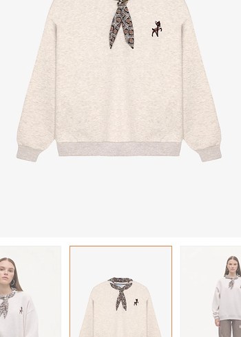 Diğer Bej Nakışlı Salaş Sweatshirt