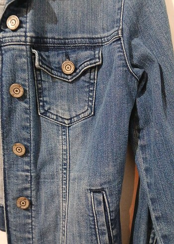 Düğmeli Mavi Kadın Kot Ceket - Görsel 5