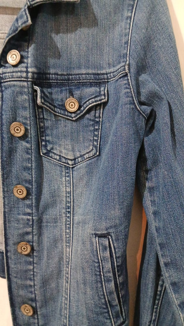 Düğmeli Mavi Kadın Kot Ceket - Görsel 5