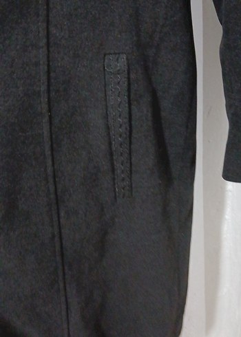 Siyah Kadın Kaban, Düğmeli, Klasik Kesim - Görsel 9