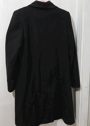 Siyah Kadın Kaban, Düğmeli, Klasik Kesim - Görsel 5