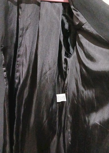 Siyah Kadın Kaban, Düğmeli, Klasik Kesim - Görsel 6