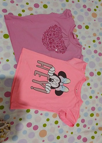 Kız Çocuk Pembe Baskılı Kısa Kollu Tişört - Görsel 2