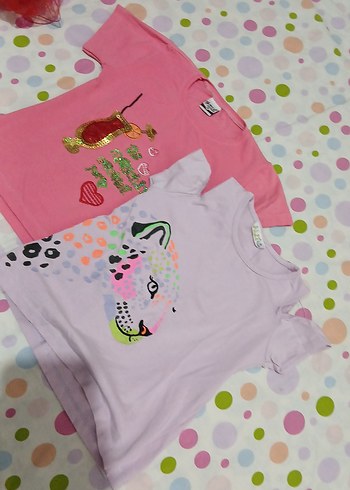 Kız Çocuk Pembe Baskılı Kısa Kollu Tişört - Görsel 3