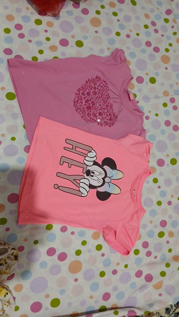 Kız Çocuk Pembe Baskılı Kısa Kollu Tişört - Görsel 2