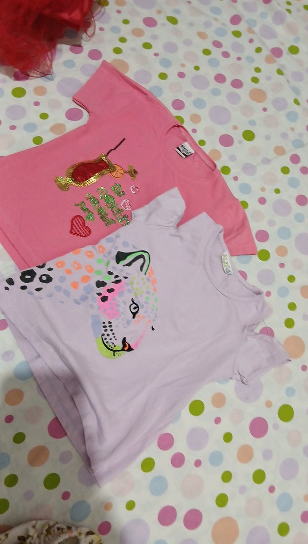 Kız Çocuk Pembe Baskılı Kısa Kollu Tişört - Görsel 3