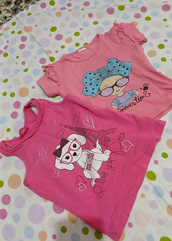 Pembe Kız Bebek Kısa Kollu Baskılı Takım - Görsel 3