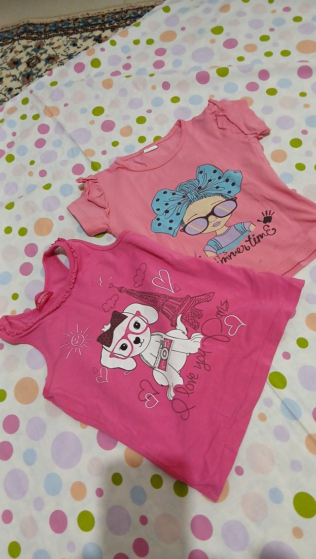 Pembe Kız Bebek Kısa Kollu Baskılı Takım - Görsel 3