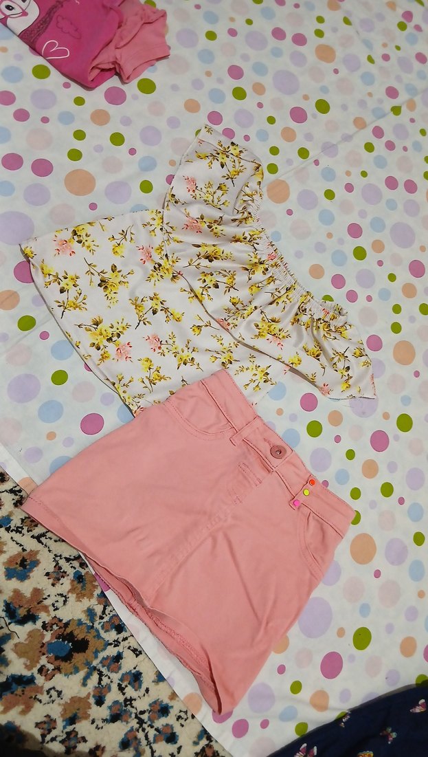 Pembe Kız Bebek Kısa Kollu Baskılı Takım - Görsel 4