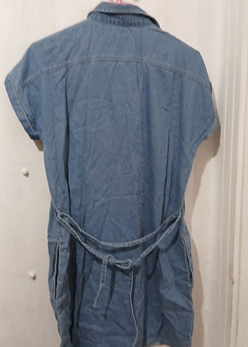 Düğmeli Kot Midi Elbise - Görsel 4