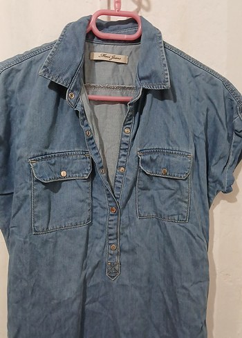 Düğmeli Kot Midi Elbise - Görsel 2