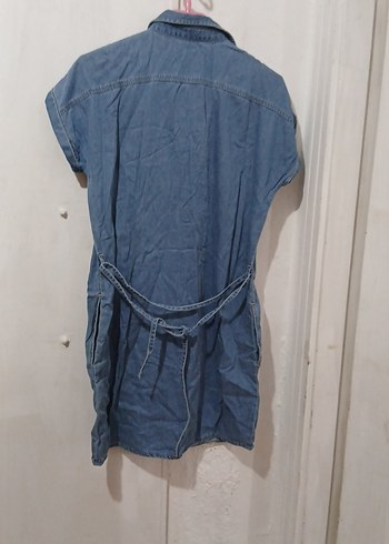 Düğmeli Kot Midi Elbise - Görsel 5