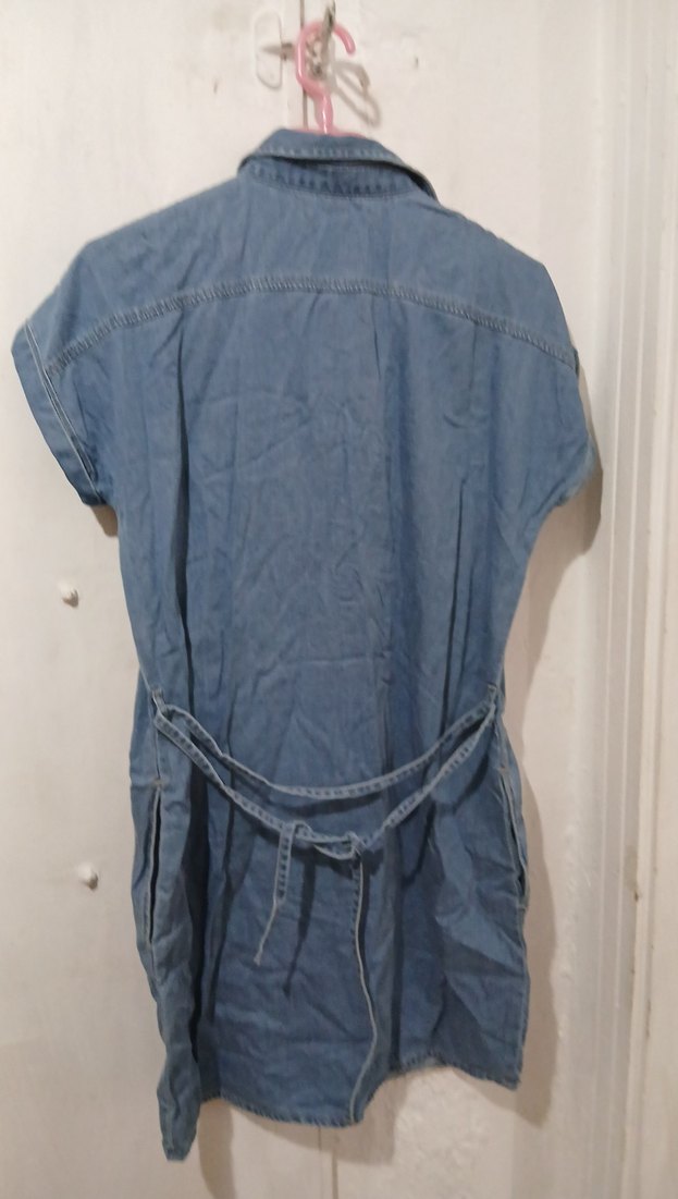 Düğmeli Kot Midi Elbise - Görsel 4